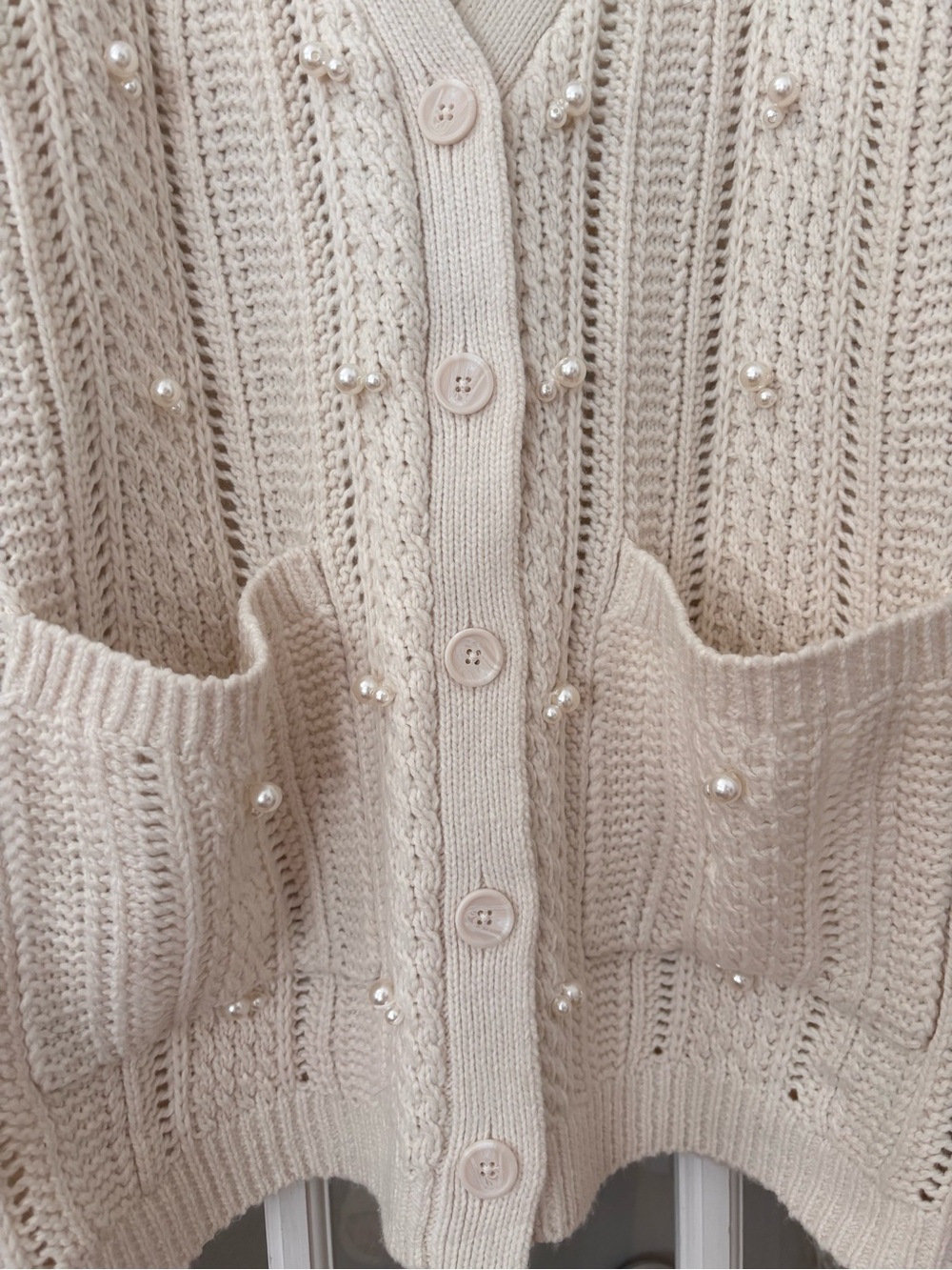 FUTURE COLLECTIVE Oversized Chunky Cardigan Sweater w/ Faux Pearl Accents Sz XX - Picture 3 of 12